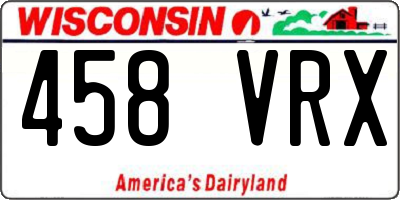 WI license plate 458VRX