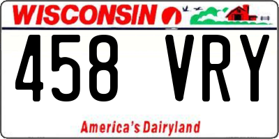 WI license plate 458VRY