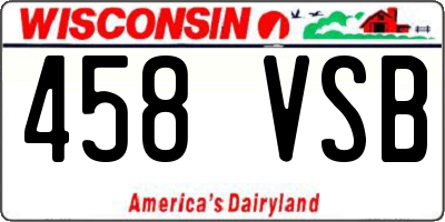 WI license plate 458VSB