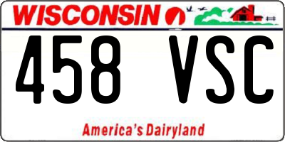 WI license plate 458VSC