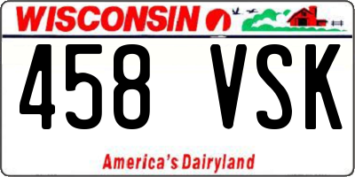 WI license plate 458VSK