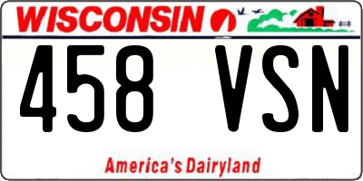 WI license plate 458VSN