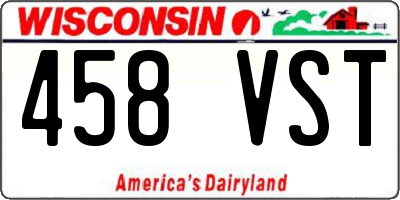 WI license plate 458VST