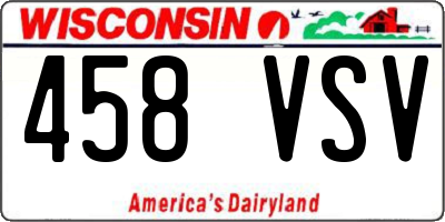 WI license plate 458VSV