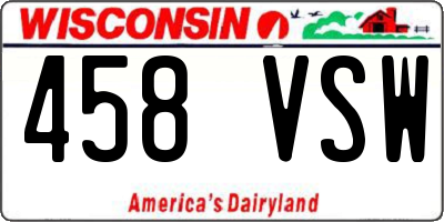 WI license plate 458VSW
