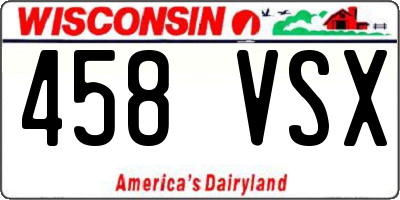 WI license plate 458VSX