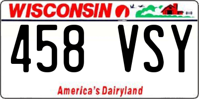 WI license plate 458VSY