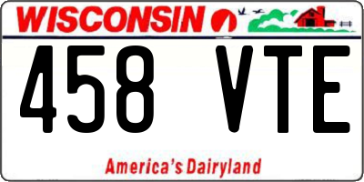 WI license plate 458VTE