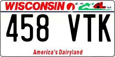 WI license plate 458VTK