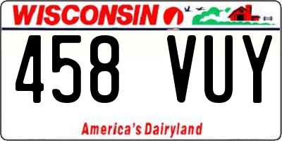 WI license plate 458VUY