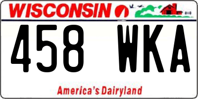 WI license plate 458WKA