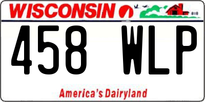 WI license plate 458WLP