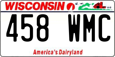 WI license plate 458WMC