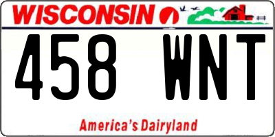 WI license plate 458WNT