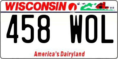 WI license plate 458WOL