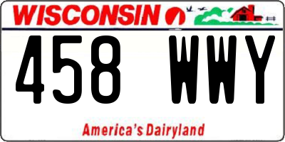 WI license plate 458WWY