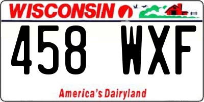 WI license plate 458WXF
