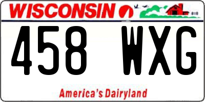 WI license plate 458WXG