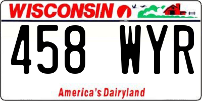 WI license plate 458WYR