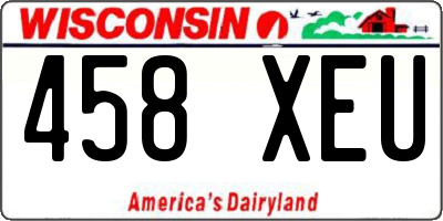 WI license plate 458XEU