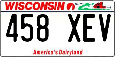 WI license plate 458XEV