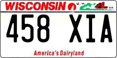 WI license plate 458XIA