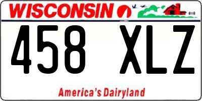 WI license plate 458XLZ