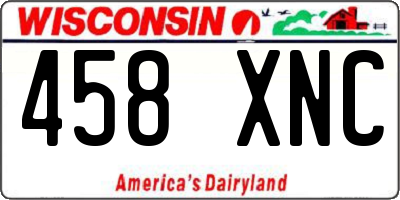 WI license plate 458XNC