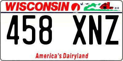 WI license plate 458XNZ