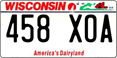 WI license plate 458XOA