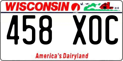 WI license plate 458XOC