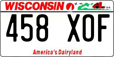WI license plate 458XOF