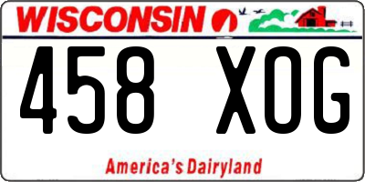 WI license plate 458XOG