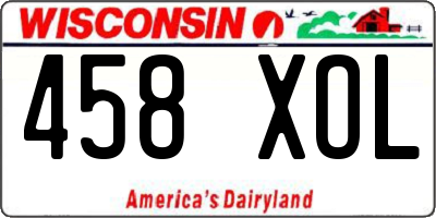 WI license plate 458XOL