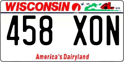 WI license plate 458XON