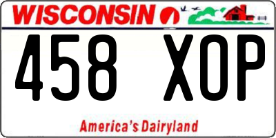 WI license plate 458XOP