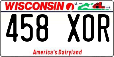 WI license plate 458XOR