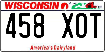 WI license plate 458XOT