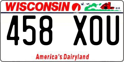WI license plate 458XOU