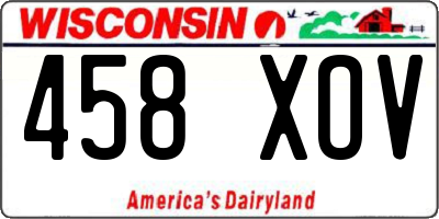 WI license plate 458XOV