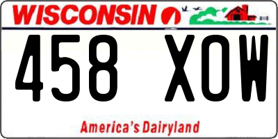 WI license plate 458XOW