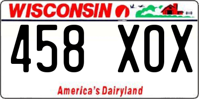 WI license plate 458XOX