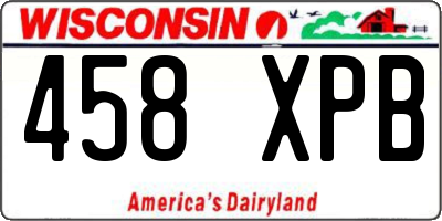 WI license plate 458XPB
