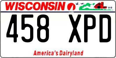 WI license plate 458XPD