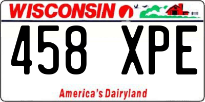 WI license plate 458XPE