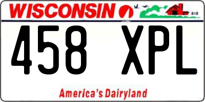 WI license plate 458XPL
