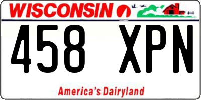 WI license plate 458XPN