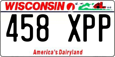 WI license plate 458XPP