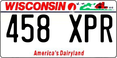 WI license plate 458XPR