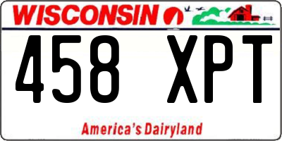 WI license plate 458XPT